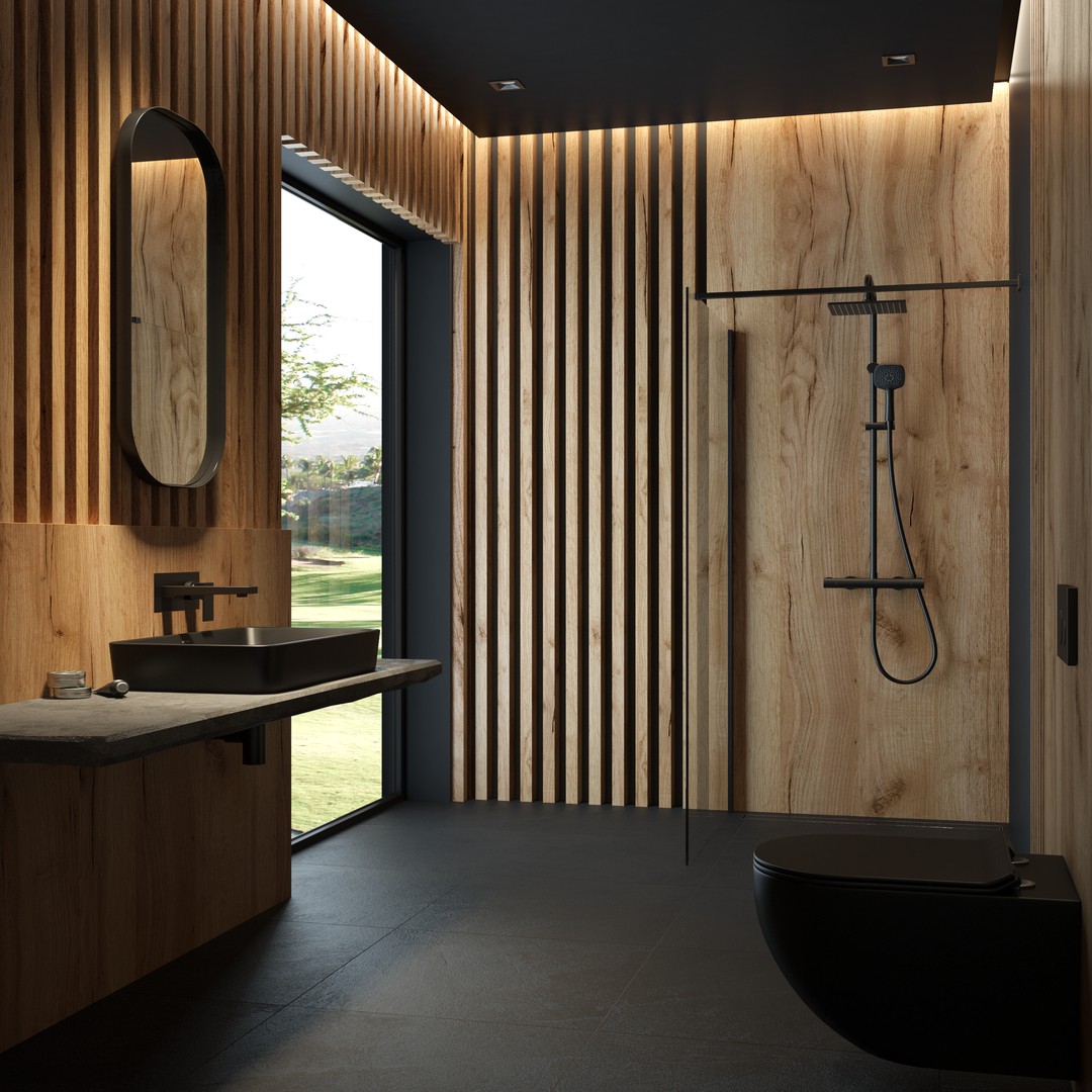 Czarna łazienka Oltens